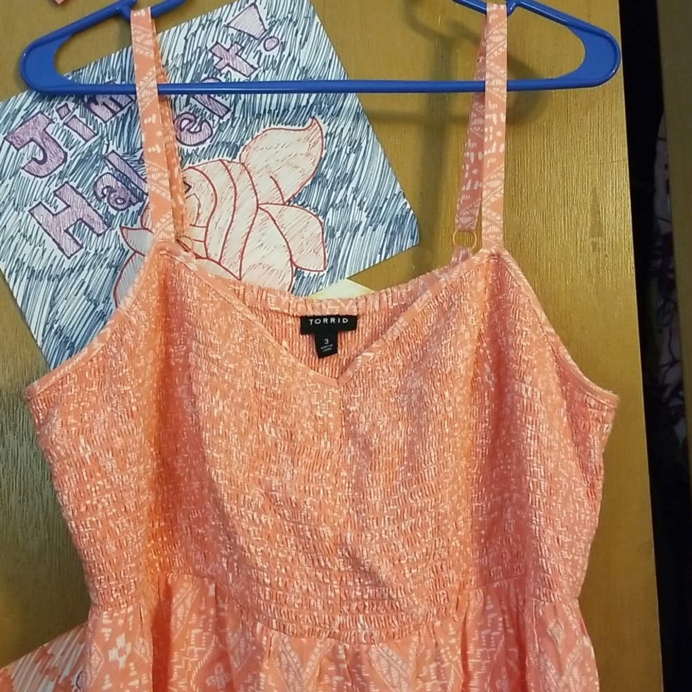 Torrid Size 3 Orange Boho Print Dress